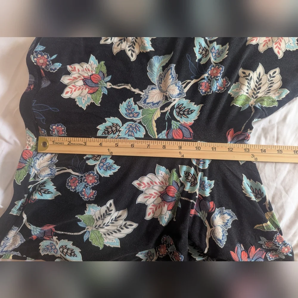 🖤 Pure Jill Pants Floral Black Pink Blue Comfy Soft Wide Leg Flare